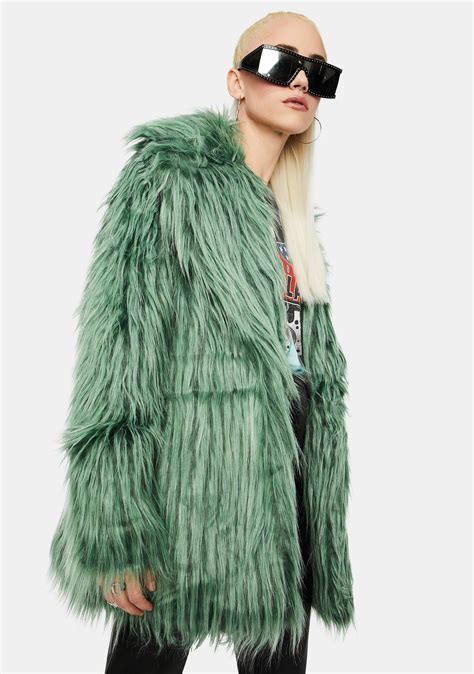 gucci shaggy green fur coat